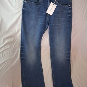 Frame Denim Slim Straight Jeans in Medium Blue Wash